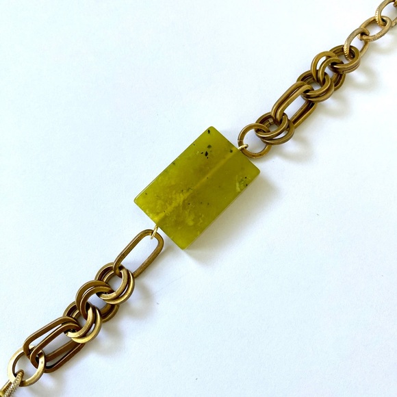 Handmade Jade Crystal Gemstone Statement Chain Bracelet Adjustable for Layering - Picture 3 of 9